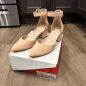 Viciously Vixen Nude Nubuck Cherry Ankle Strap Heels